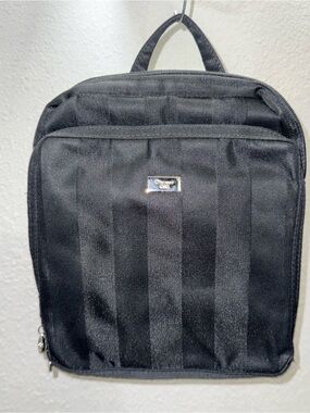 Vintage Chenson black nylon or canvas square backpack/travel bag